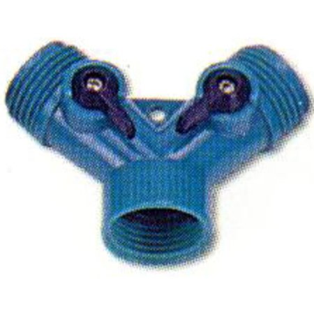 RUGG 3/4 in. Plastic Threaded Female/Male Y-Hose Connector with Shut Offs W6DY-PDQ